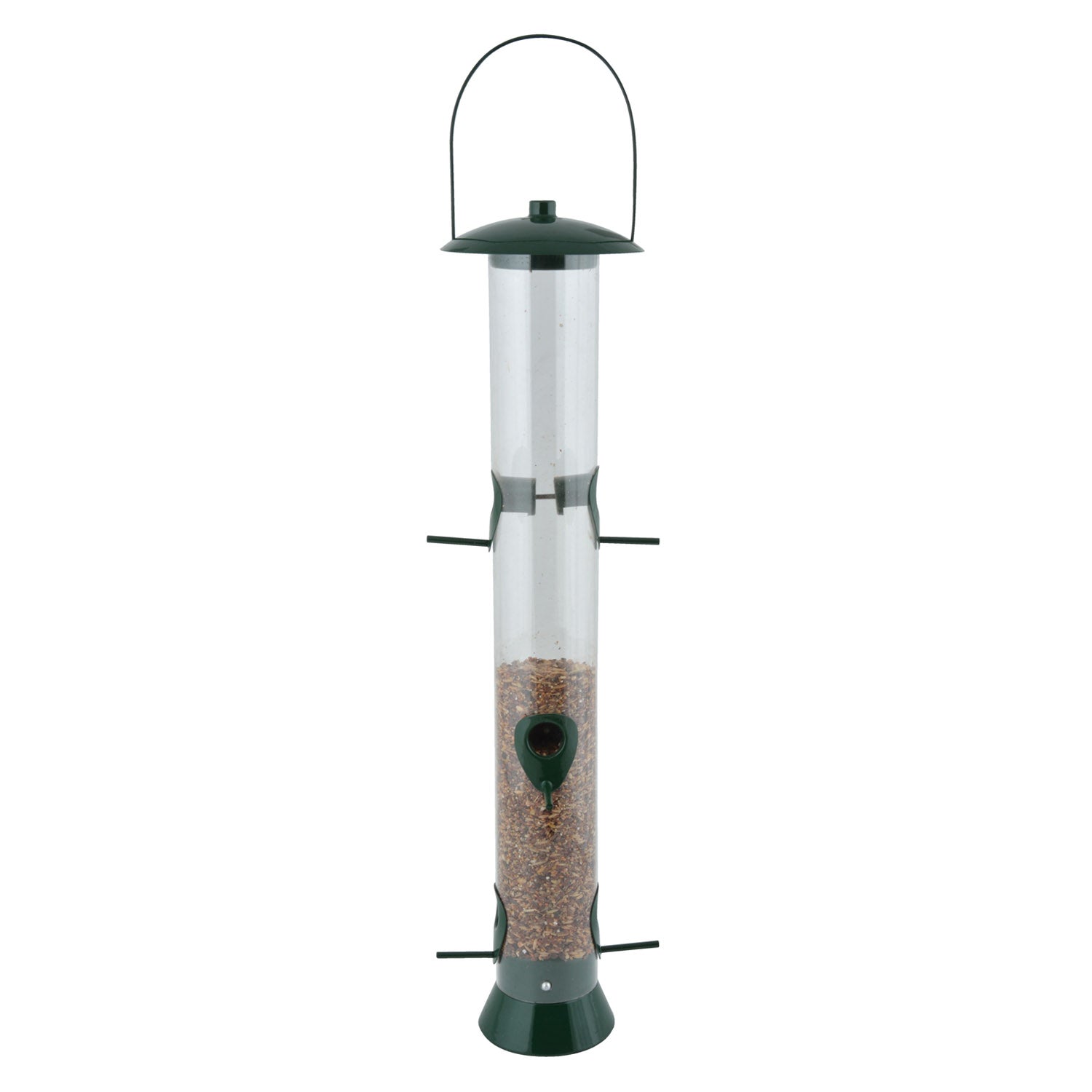 Extra Large 56 Cm Hanging Bird Seed Feeder, 6 Perches, Removable Base, Green | Extra Large | Green