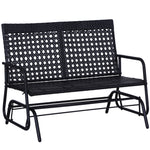 Rattan 2 Seater Wicker Glider Bench, Black