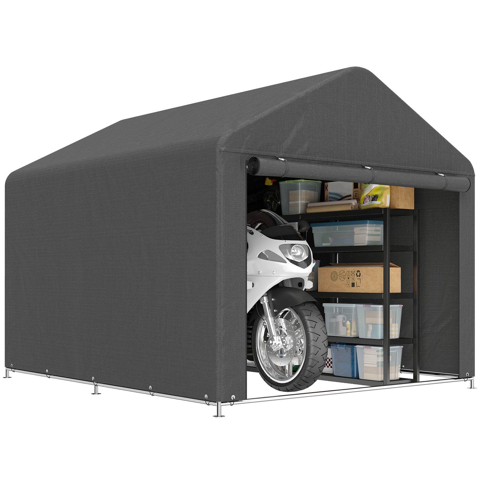 6.6x7.8ft Garden Storage Shed Tent Bike Tent Dark Grey