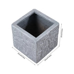 Cube Shaped Cement Planter Flower Pot With Drainage Holes | Small | Grey Granite