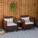 Outsunny 3 Pieces Rattan Bistro Set With Pillows And Cushions