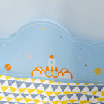 Kids Toddler Bed With Rocket And Planets Patterns, For Boys, Girls, Ages 3-6 Years | Blue