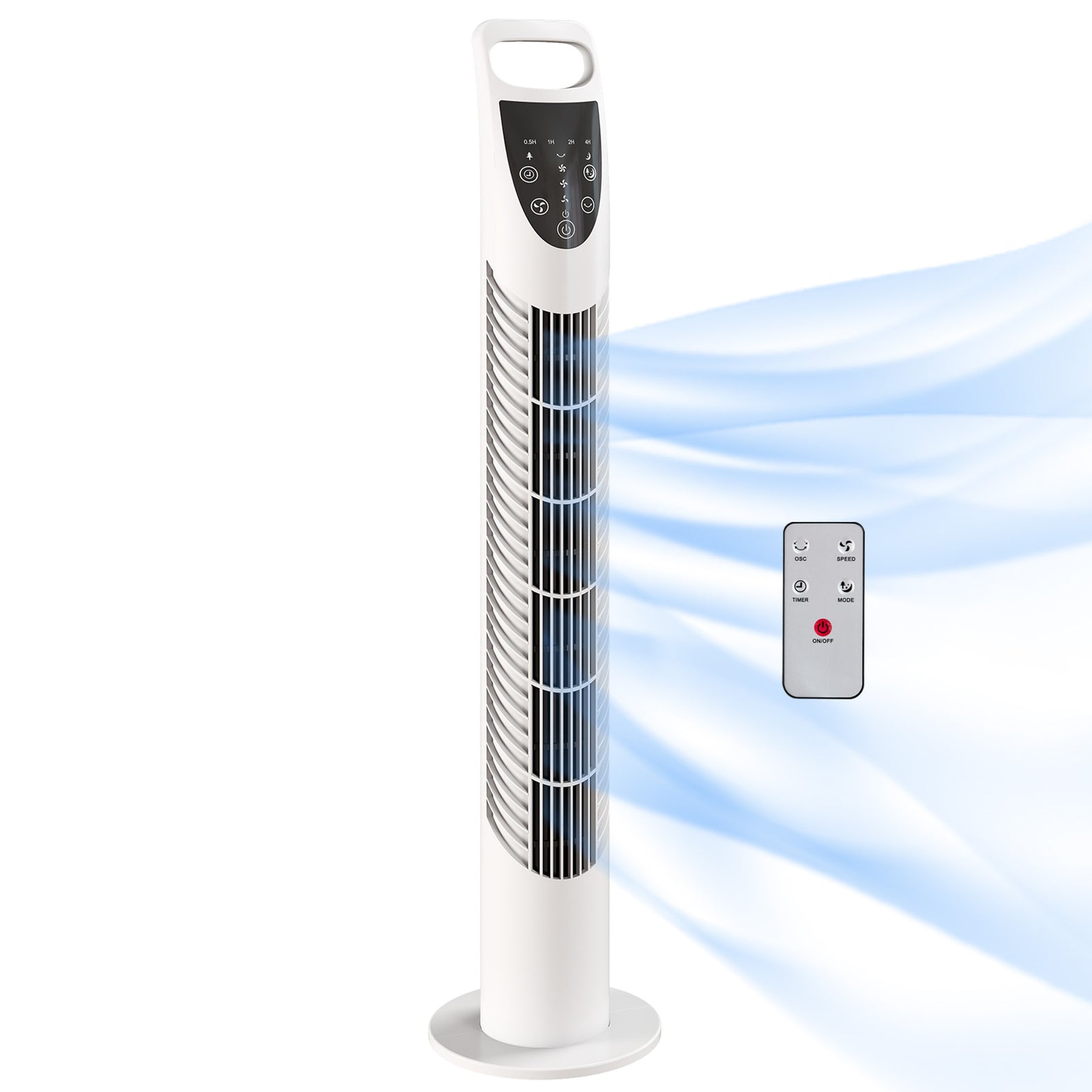 78.5cm Oscillation Tower Fan With Remote Control 3-speed Wind | White