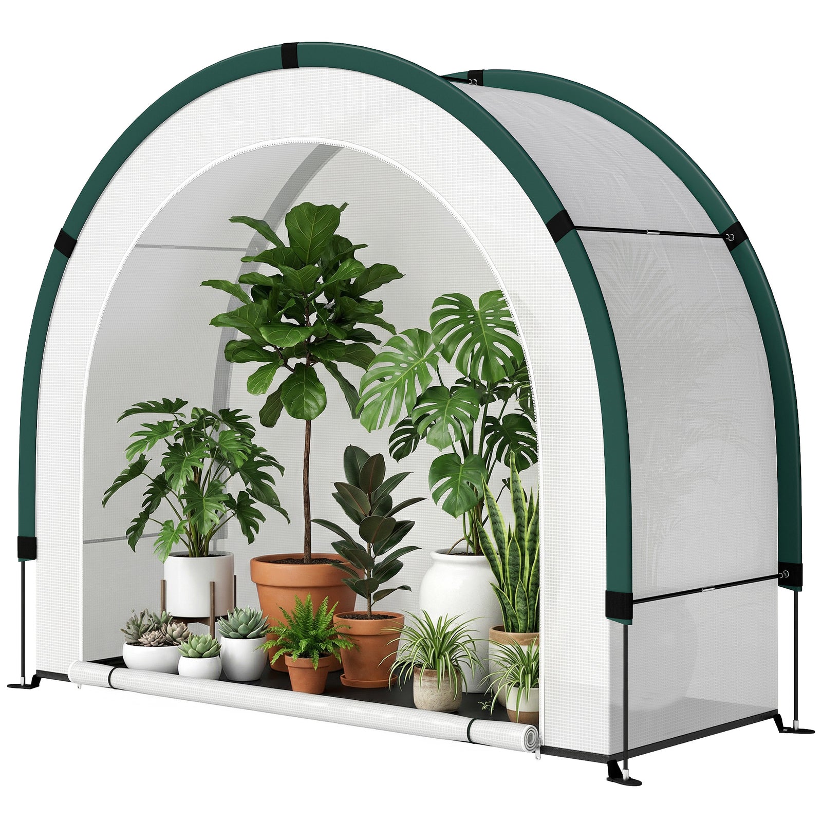 Foldable Small Greenhouse, Mini Greenhouse With Pe Base, Green