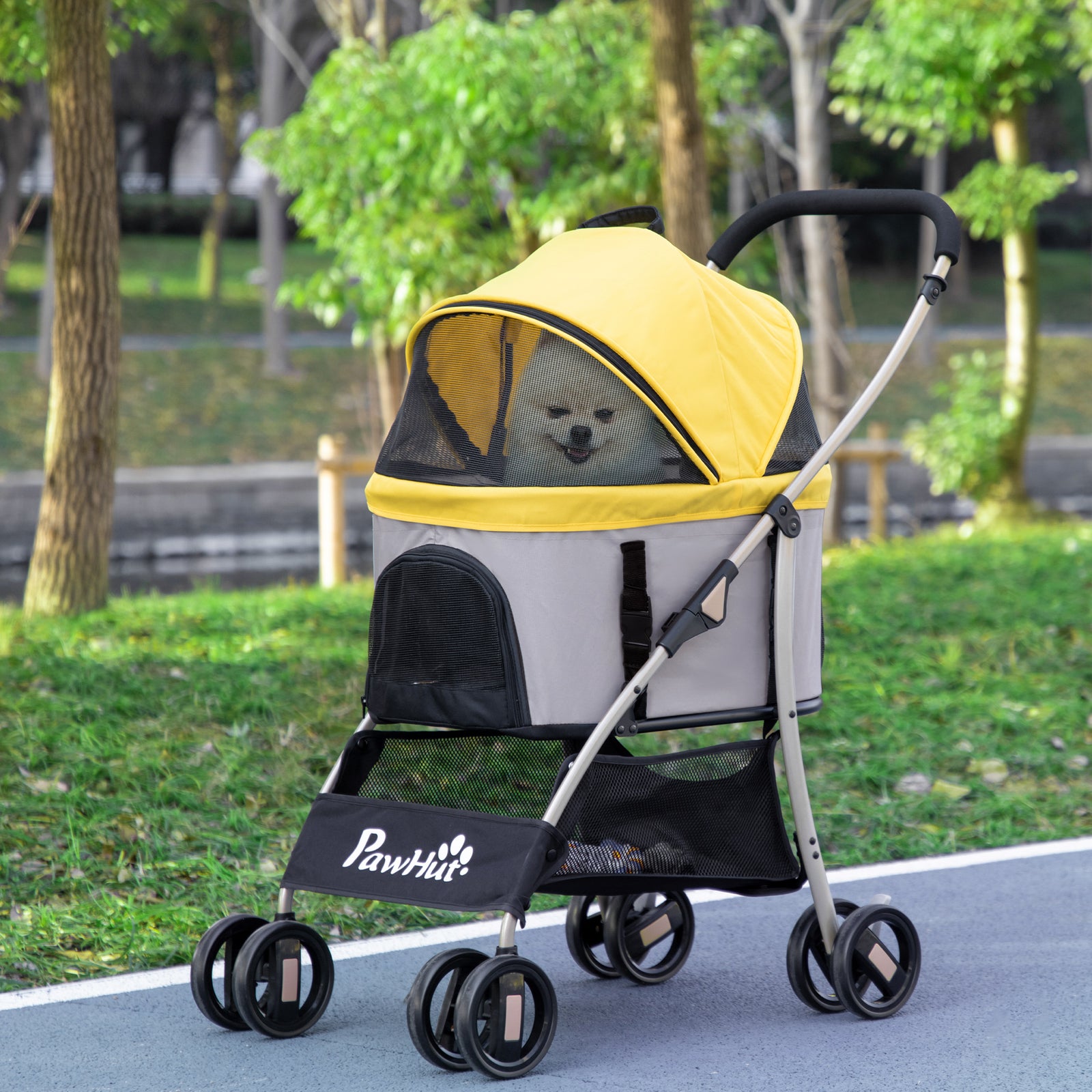 3 In 1 Pet Stroller, Detachable Dog Cat Travel Carriage | Yellow