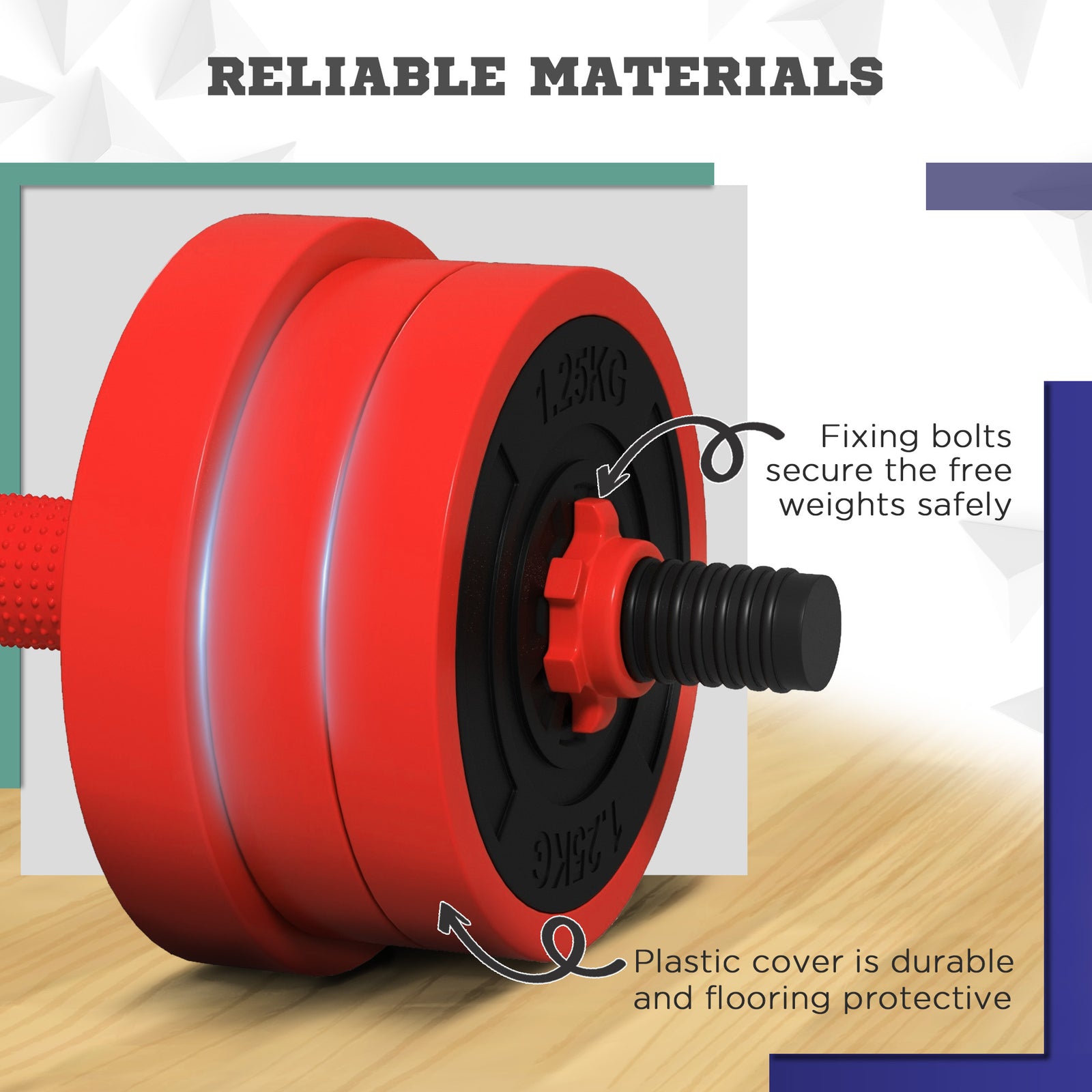 4-in-1 Weight Dumbbells Set Barbell | 20kg | Red