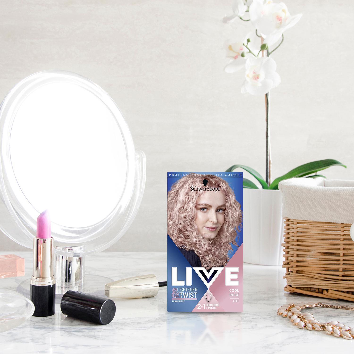 Live Cool Rose Purple Permanent Hair Dye, Lightener + Twist 101 3x