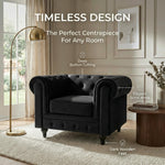 Chesterfield Scroll Arm Velvet Sofa 1 Seater | Black