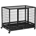 Heavy Duty Dog Cage W/ Wheels, Tray - M L