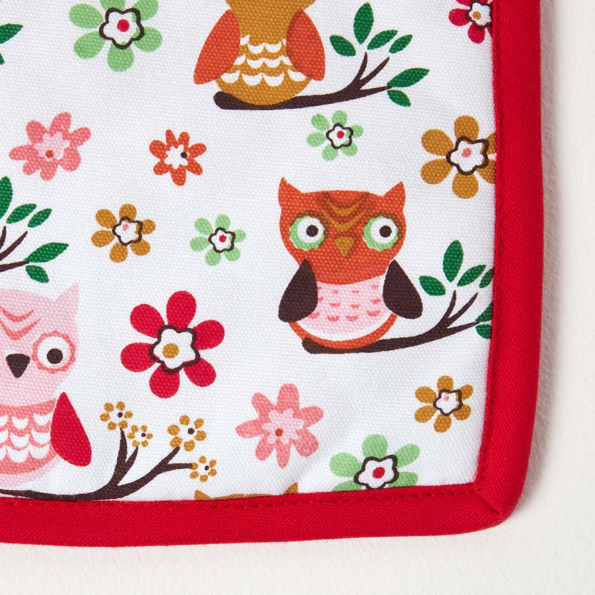 HOMESCAPES Red Owls Cotton Pot Holder