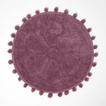 Floral Tufted Round Bathmat With Pom Poms | 60cm | Blush Pink
