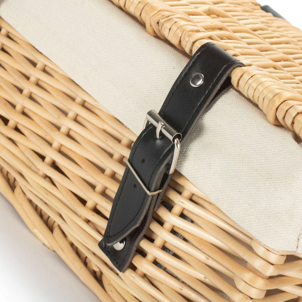 36cm Buff Wicker Empty Picnic Basket | One Size | White