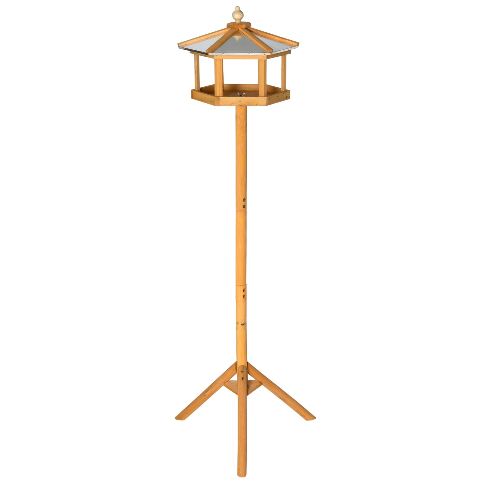 Pawhut Bird Table Wooden Feeding Station With Stand For Garden Wooden 153cm