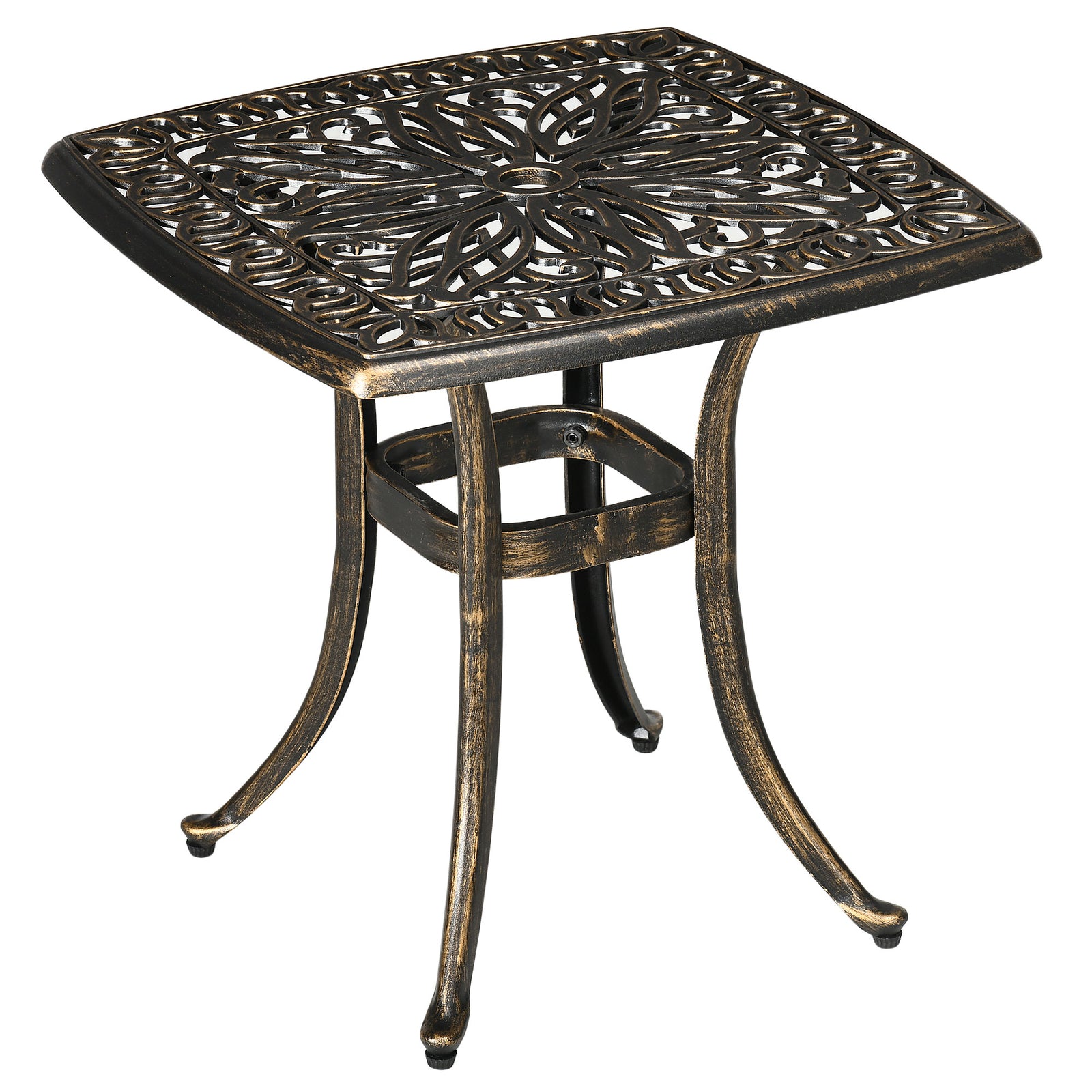 Aluminum Garden Table With Umbrella Hole - Bronze Tone