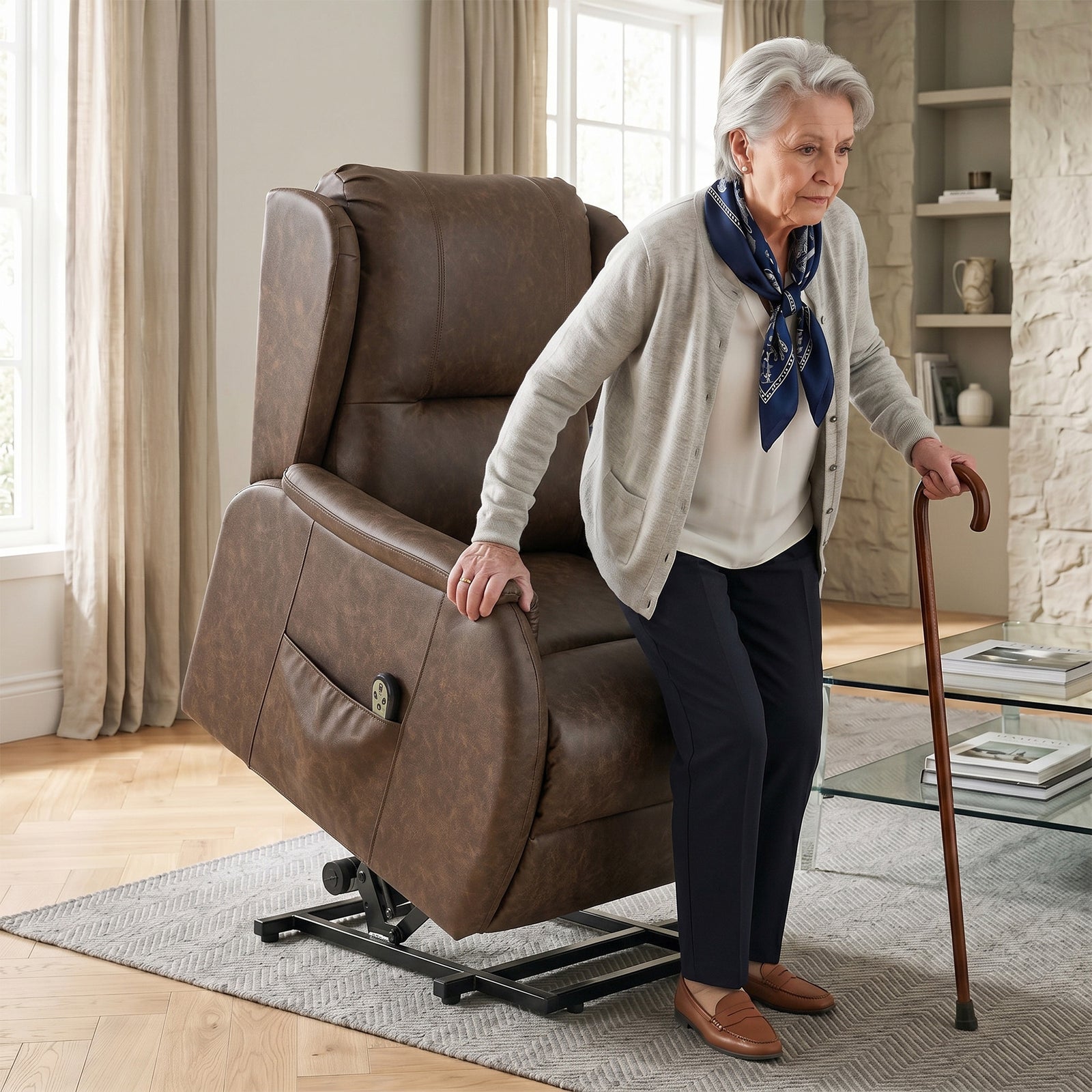 Power Lift Recliner Chair Dual Motor | Brown