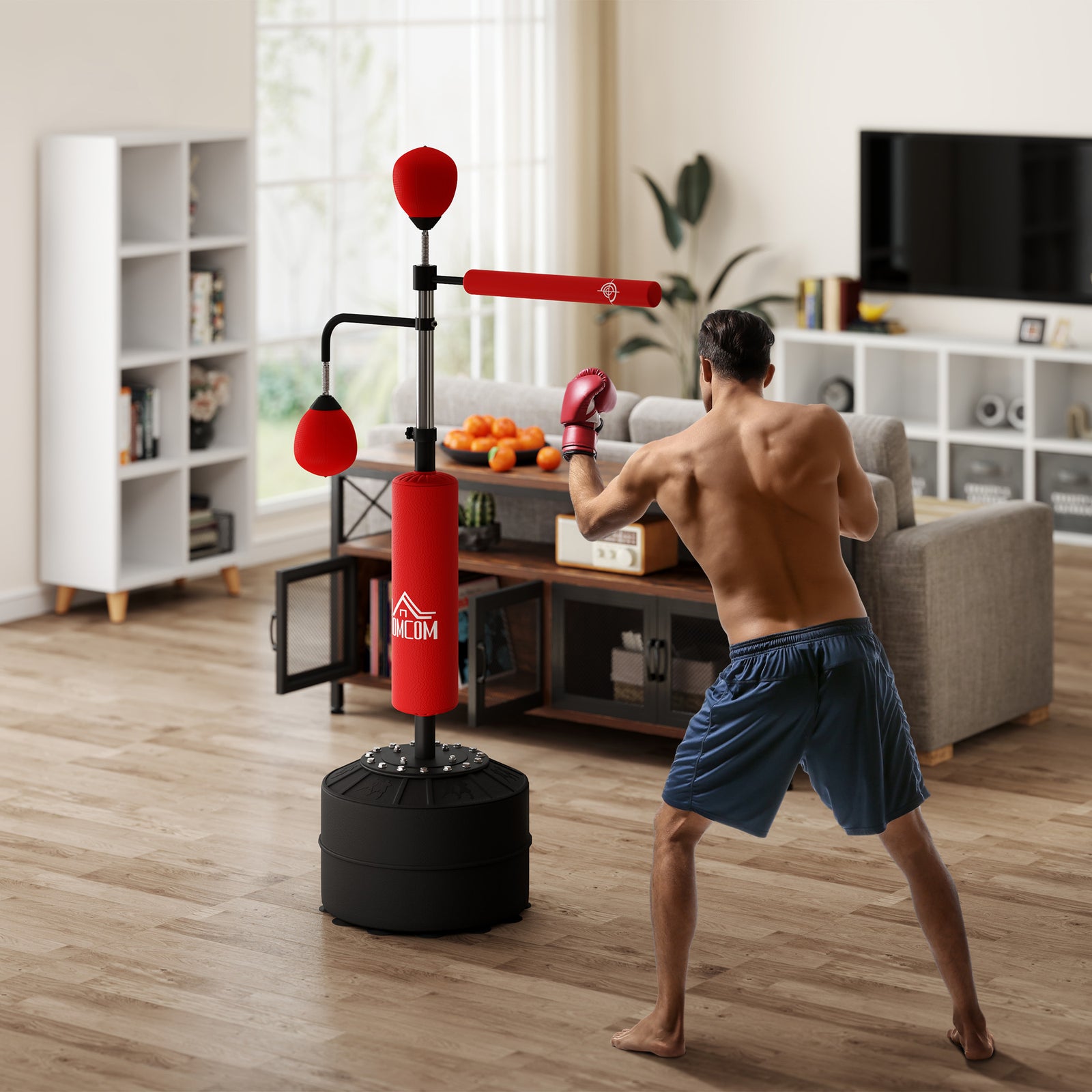 Boxing Bag Set With Adjustable Height | Red
