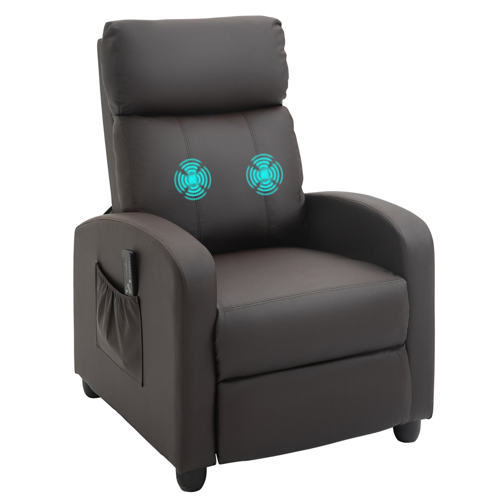 Recliner Sofa Chair Pu Leather Massage W/ Remote | Brown