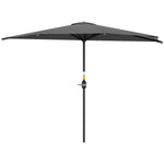 Outsunny 3(m) Half Parasol Semi Round Umbrella Patio Metal Frame
