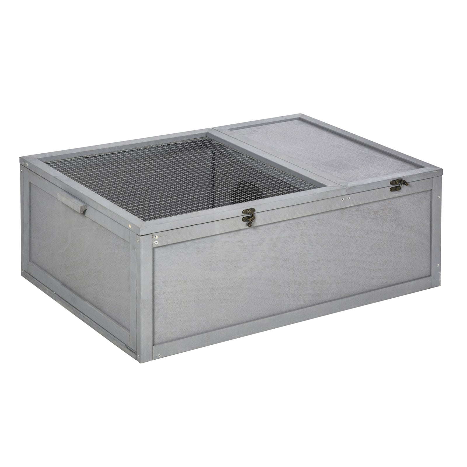 94 Cm Wooden Tortoise House Turtle Habitat Small Reptile Cage | Gray