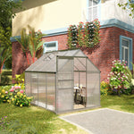 Polycarbonate Walk-in Garden Greenhouse W/ Sliding Door Tone