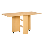 HOMCOM Foldable Dining Table With Storage Shelves For Kitchen, Dining Room