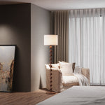 Breeins Modern Chinese-inspired Standing Floor Lamp With Fabric Lampshade And Metal Base