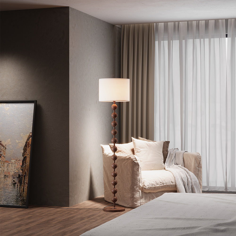 Breeins Modern Chinese-inspired Standing Floor Lamp With Fabric Lampshade And Metal Base