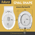 Toilet Seat Soft Close Oval Shape, Premium Thermoplastic, Quick Release, Top & Bottom Fixings | White