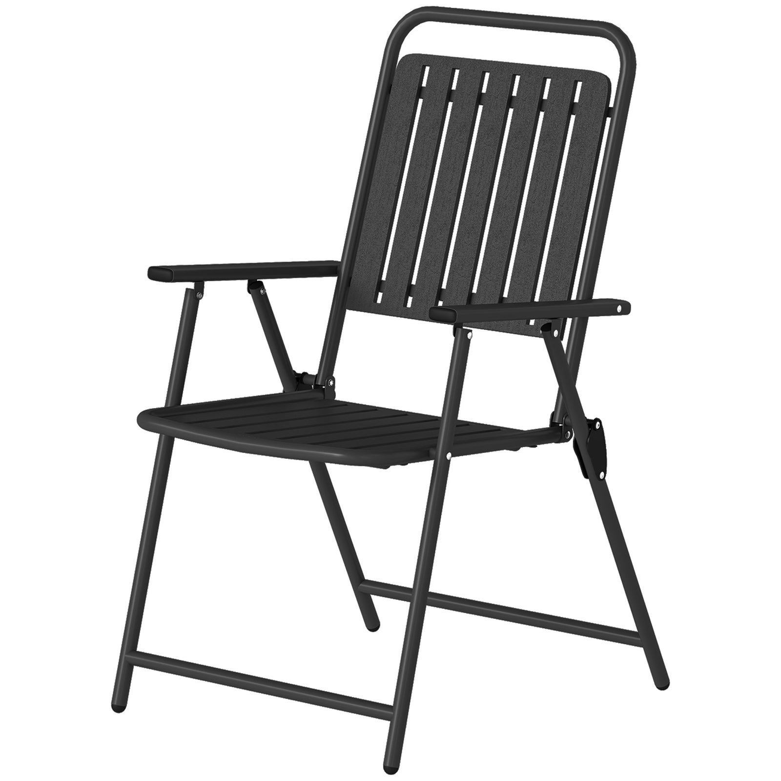 Outsunny Folding Garden Chairs Set Of 4 With Plastic Seat And Back, Black