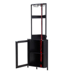 Breeins Industrial Tall Corner Bar Cabinet With Power Socket & Led Lighting