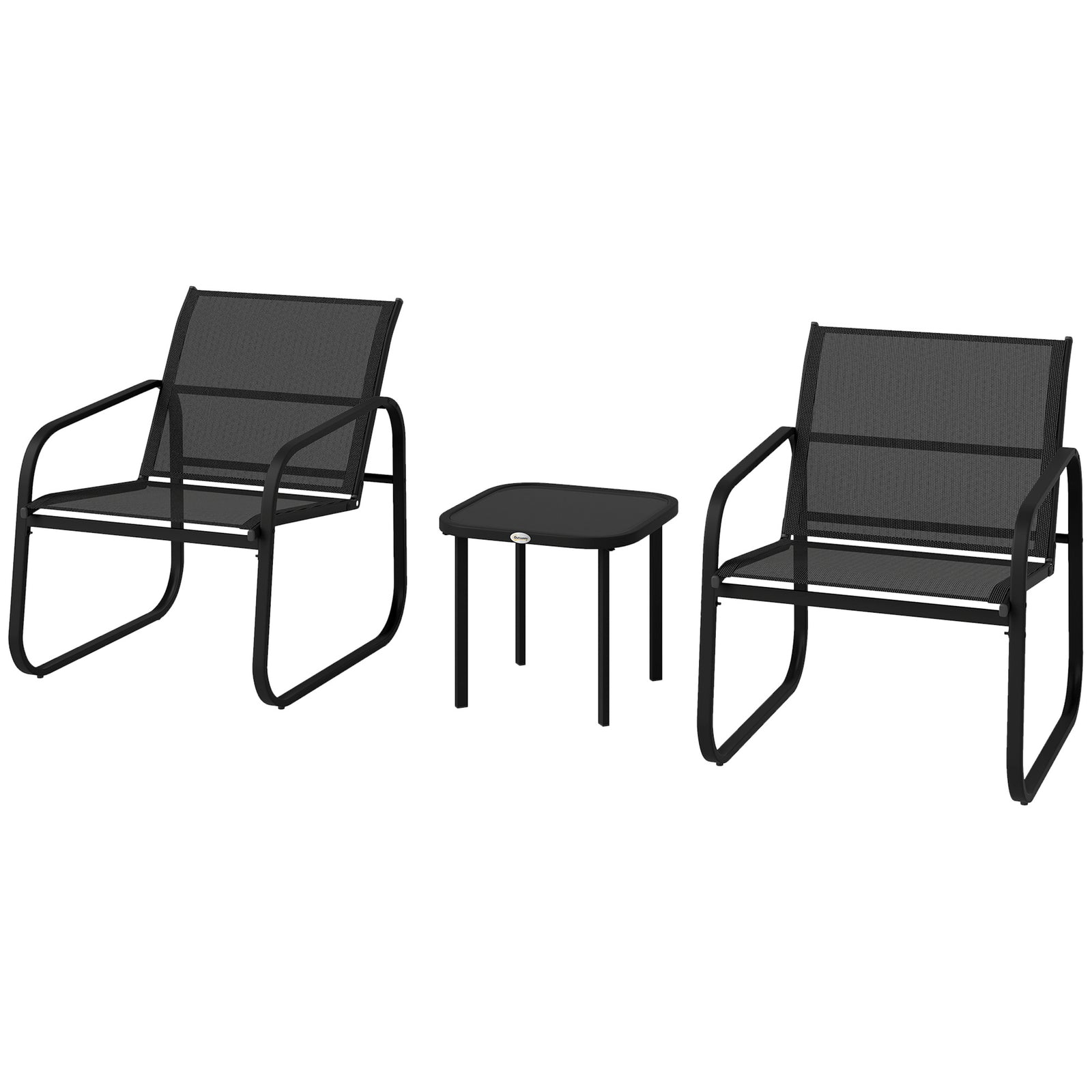 Garden Bistro Set, Metal Garden Furniture Set W/ Mesh Chairs