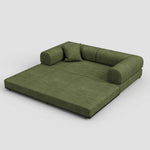 Corduroy Sofa Bed With Sliding Frame | High-resilience Foam Convertible Sleeper Sofa | Small | Green