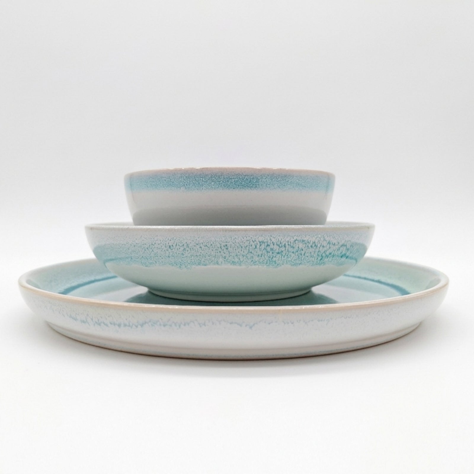 Reactive Blue Glaze Dinner Set Plates Bowls Cups | Set-of-12 | Blue