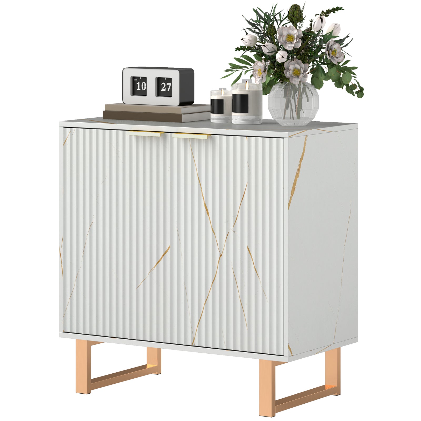 Sideboard Buffet Cabinet With 2 Doors And Adjustable Shelves | One Size | White