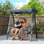 Outsunny 2 Seater Garden Swing Seat With Canopy, Outdoor Hammock Bench, Grey