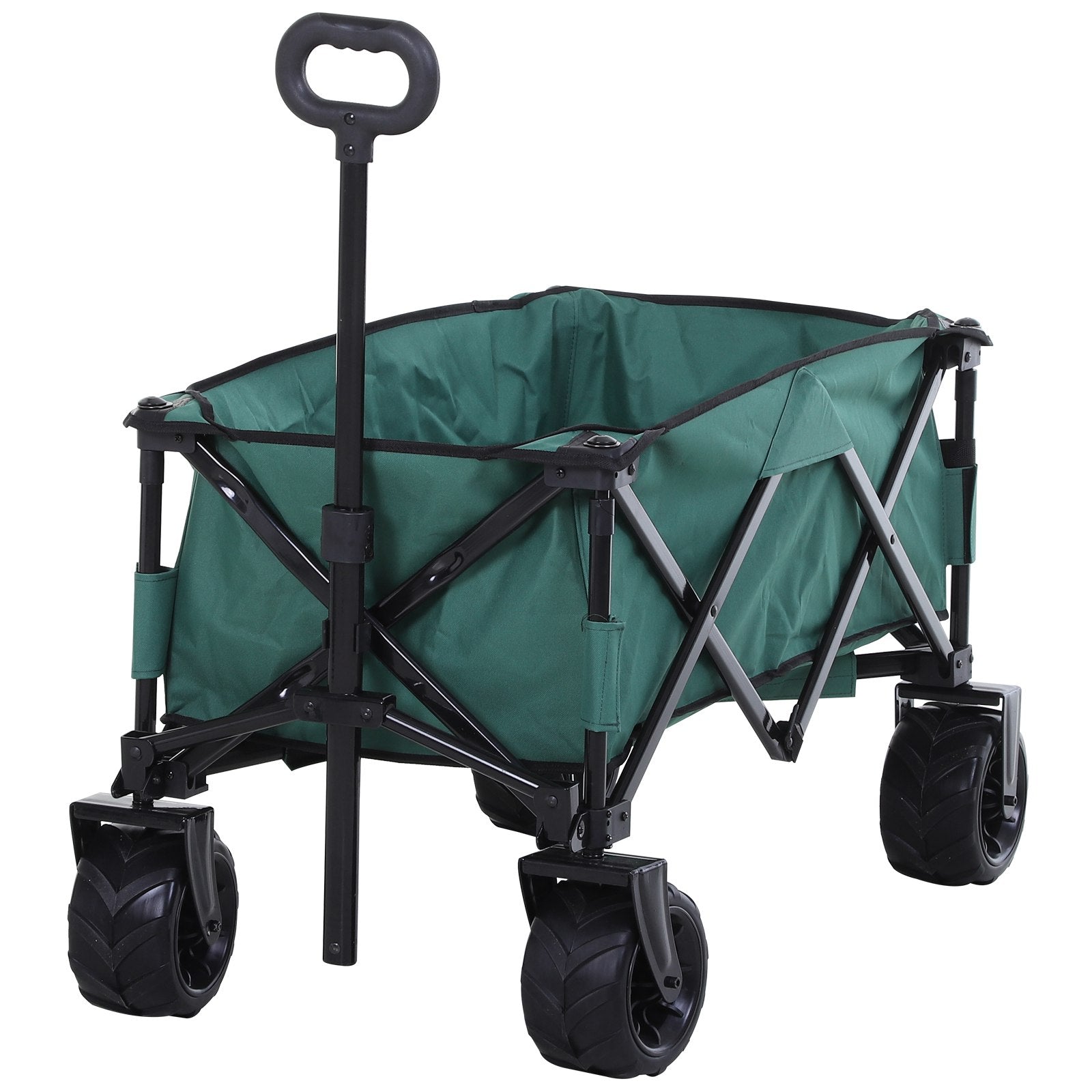 Outdoor Pull Along Folding Garden Trolley For Beach Camping | Green