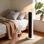 Smart Bladeless Tower Fan With Remote, 12-speed Cooling, 90° Oscillation, Air Purification & 12h Timer
