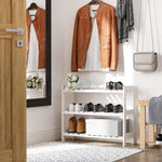 3-tier Shoe Rack Wood Frame Slatted Shelves Hygienic Storage | One Size | White