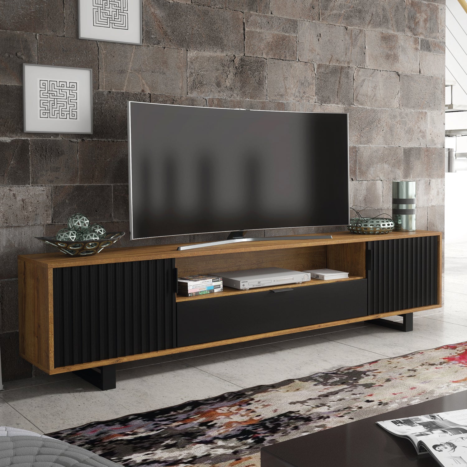 Blackridge Tv Unit 200cm - Fluted Design | Oak