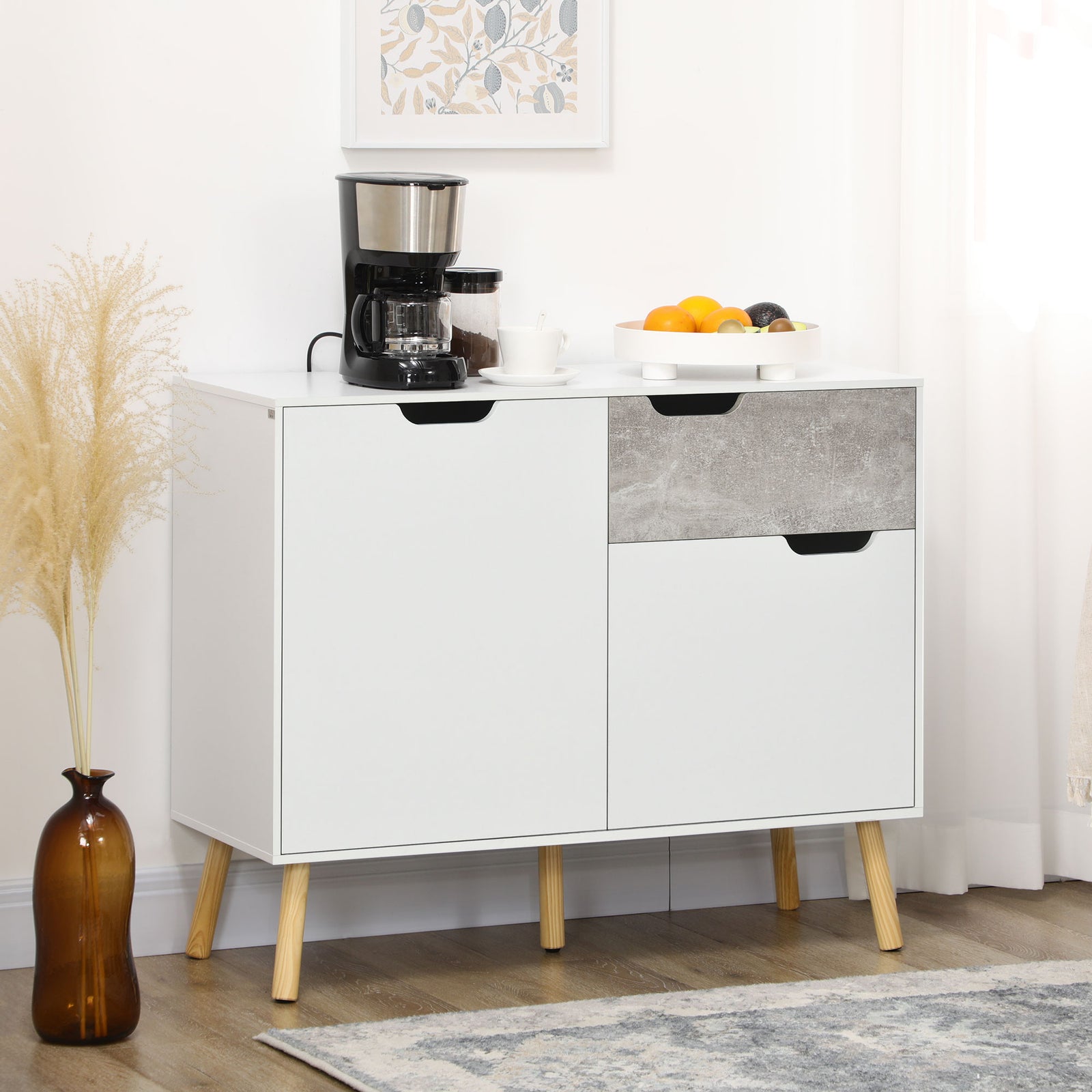 HOMCOM Modern Sideboard Storage Cabinet Free Standing Cupboard