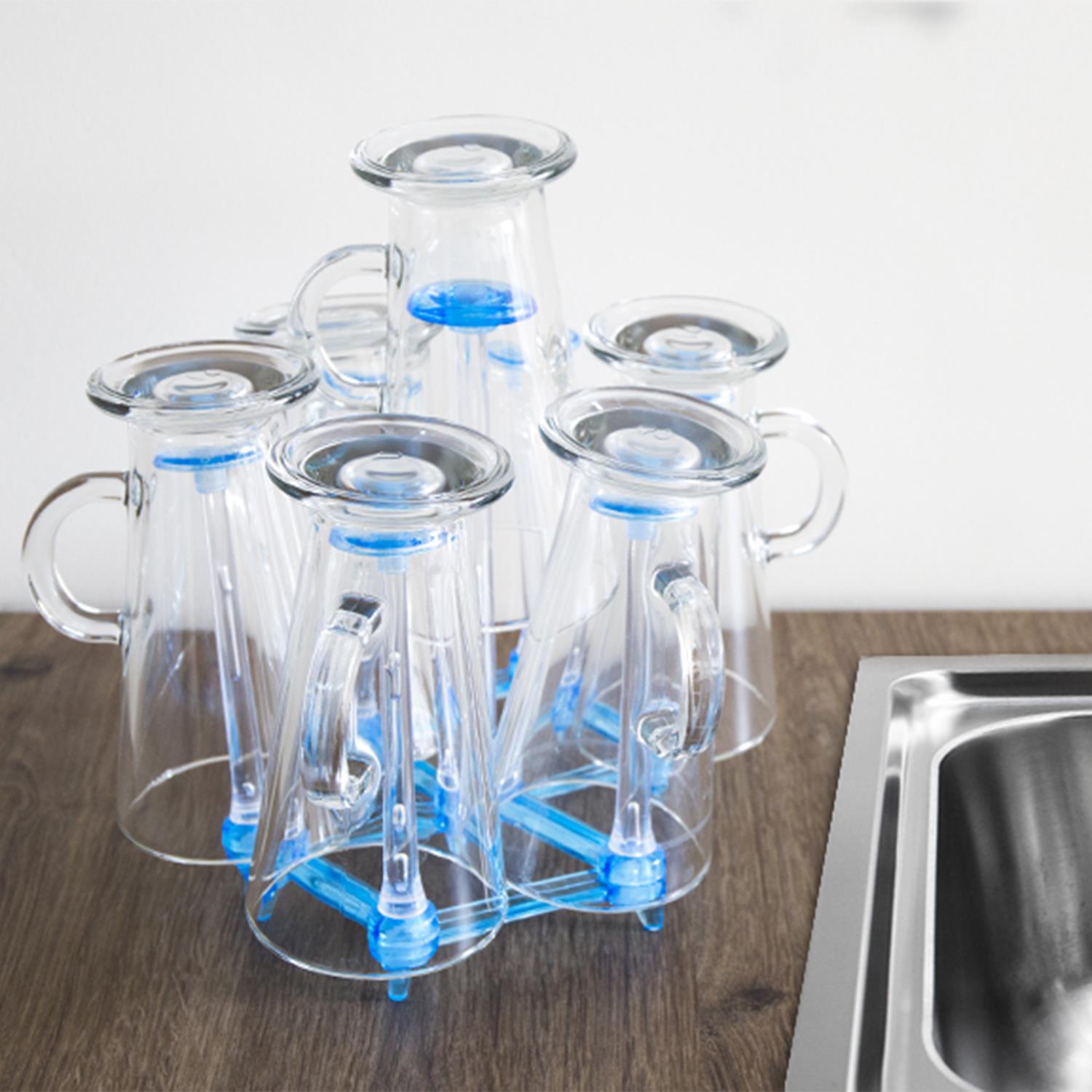 Retractable Cup Drying Rack Adjustable Glass & Mug Drainer Non-Slip Base