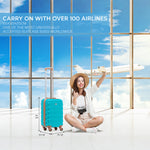 55x35x20cm Cabin Carry On Suitcase Hard Shell Overhead Luggage 100+ Airlines Approved | Cabin | Aqua