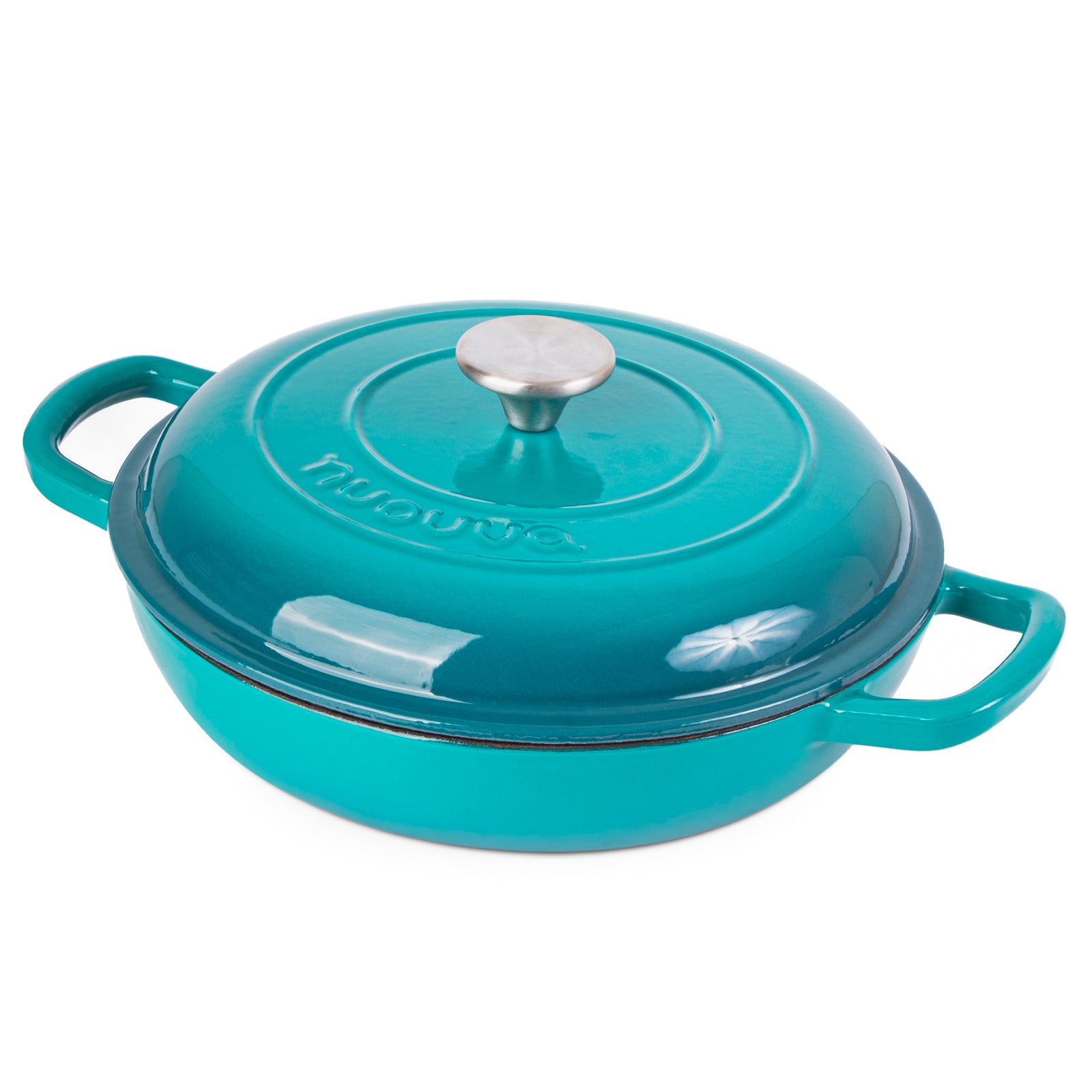 Shallow Cast Iron Casserole With Lid - 2.3-quart (26 Cm) | Teal