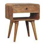 Solid Wood Avora Oak-ish Nightstand With Drawer And Open Slot