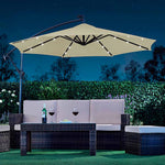 Solar LED Cantilever Parasol | Cream
