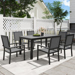 6 Seater Aluminium Garden Dining Set With Stackable Chairs | Gray