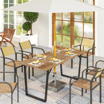 175x80cm Fir Wood Table, Slatted Top, Brown