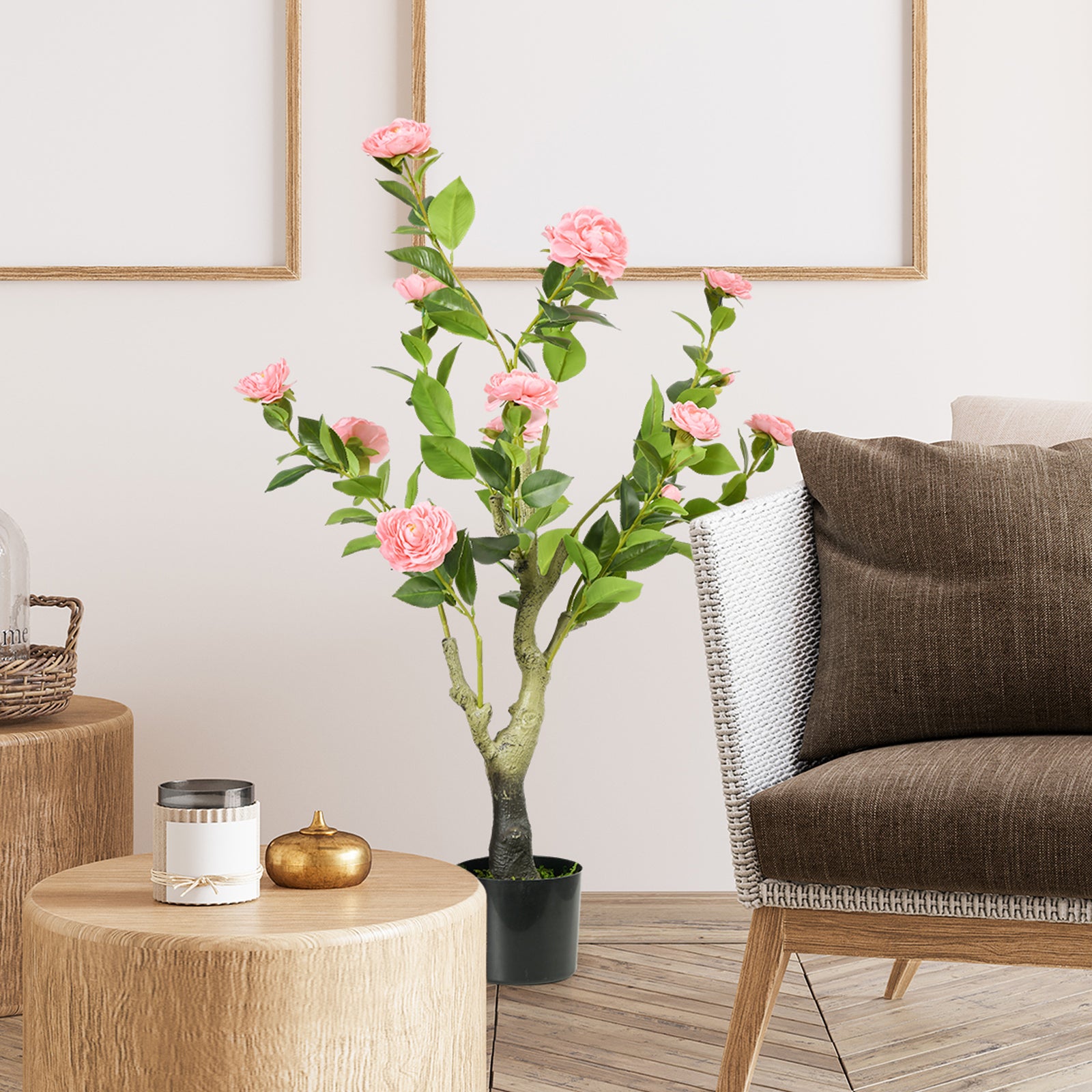95cm Potted Artificial Plants Camellia Flower Pink