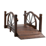 Outsunny 1.5m Wooden Garden Bridge, Arc Footbridge, Stained Wood