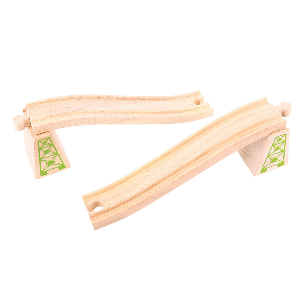 2 Ascender/Descender Track Pieces for Wooden Train Sets
